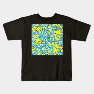 Yellow and turquoise watercolor acantus Kids T-Shirt